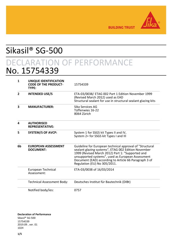 CE DOP  - SIKASIL®SG-500