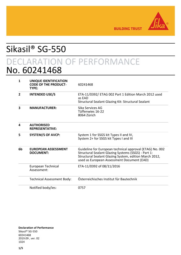 CE DOP  - SIKASIL®SG-550